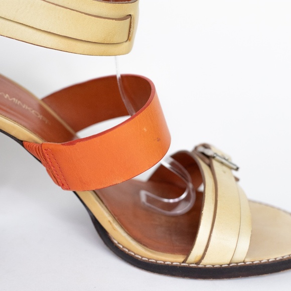 Rebecca Minkoff Orange Sandals Strappy Stacked Heels 10M - Picture 4 of 14